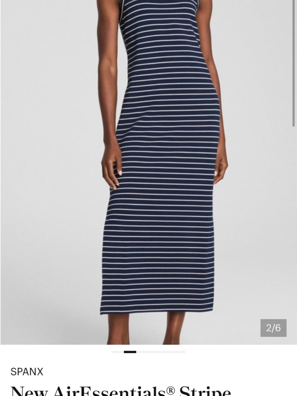 NWT SPANX Air Essentials Stripe Maxi Tank DressNavy and White
